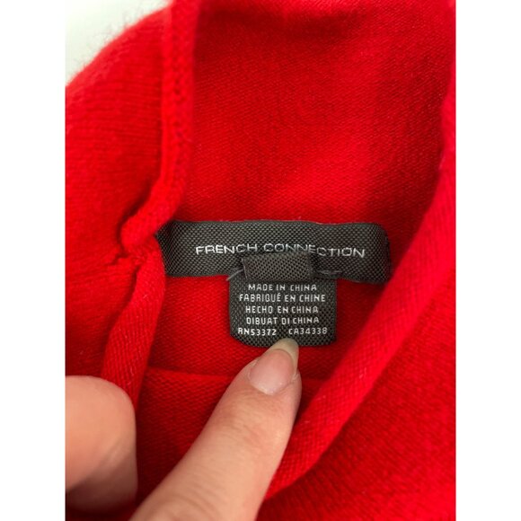 French Connection Womens Large Mock Neck Knit Sweater Red Holidays Christmas - Picture 4 of 8